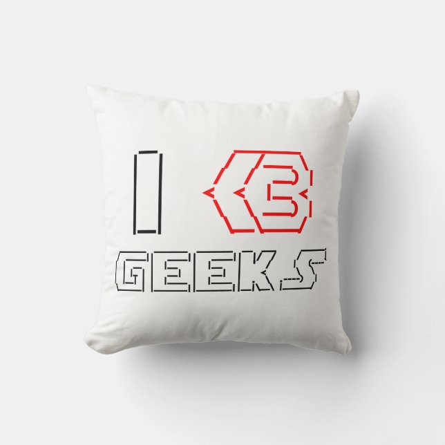 I Heart Geeks ASCII ART Cushion (Front)