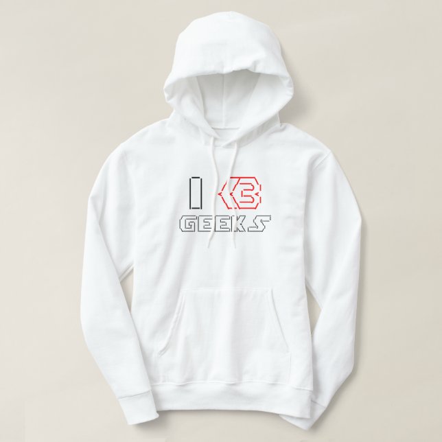 I Heart Geeks ASCII ART Hoodie (Design Front)