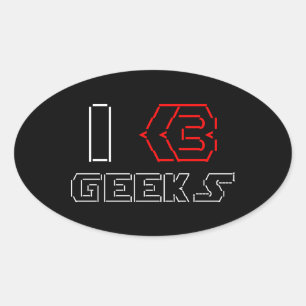 I Heart Geeks ASCII ART Oval Sticker