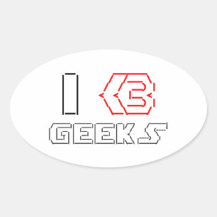 I Heart Geeks ASCII ART Oval Sticker
