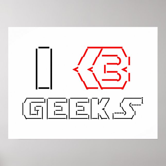 I Heart Geeks ASCII ART Poster (Front)