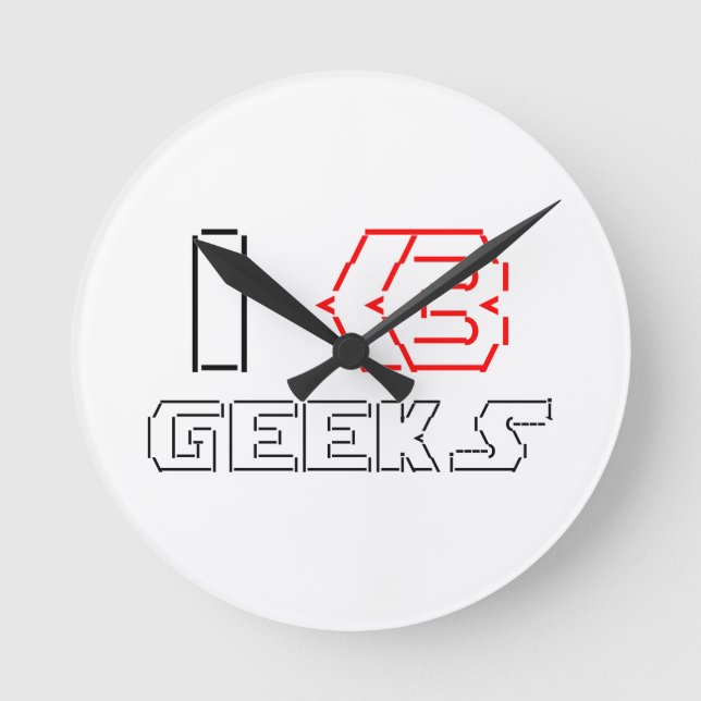 I Heart Geeks ASCII ART Round Clock (Front)