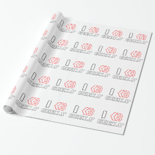 I Heart Geeks ASCII ART Wrapping Paper