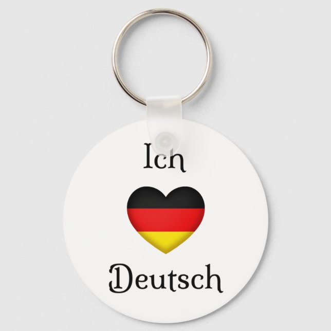 "I Heart German" Favorite Language School Subject Key Ring (Front)