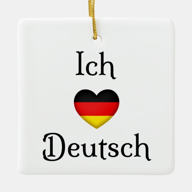 "I Heart German" Favourite Language School Subject Ceramic Ornament (Front)