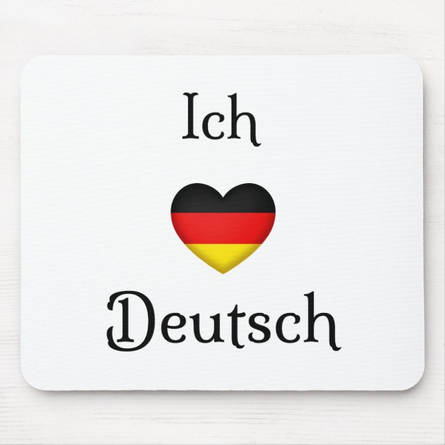 "I Heart German" Favourite Language School Subject Mouse Mat (Front)