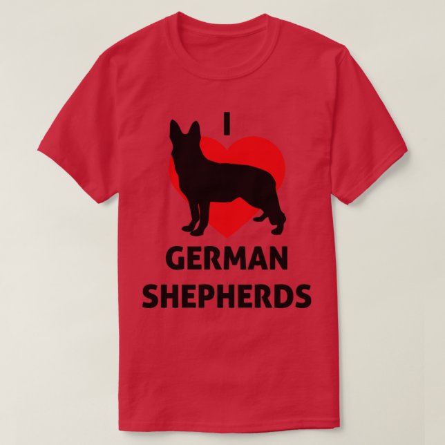 I heart German Shepherds Great for German Shepherd T-Shirt (Design Front)