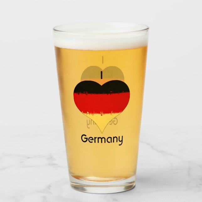 I Heart Germany German Flag  Glass (Back Filled)