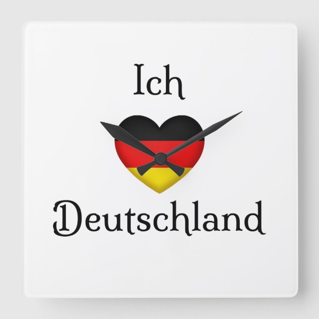 "I Heart Germany" German Pride Cute  Square Wall Clock (Front)