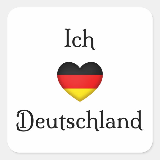 "I Heart Germany" German Pride World Traveller Square Sticker (Front)