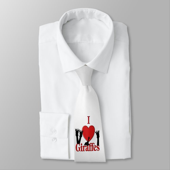 I Heart Giraffes Silver Tie (Tied)