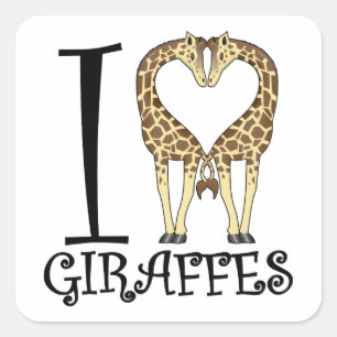 I Heart Giraffes Square Sticker