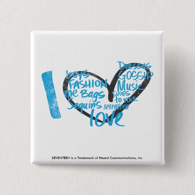 I Heart Graffiti Aqua 15 Cm Square Badge (Front)