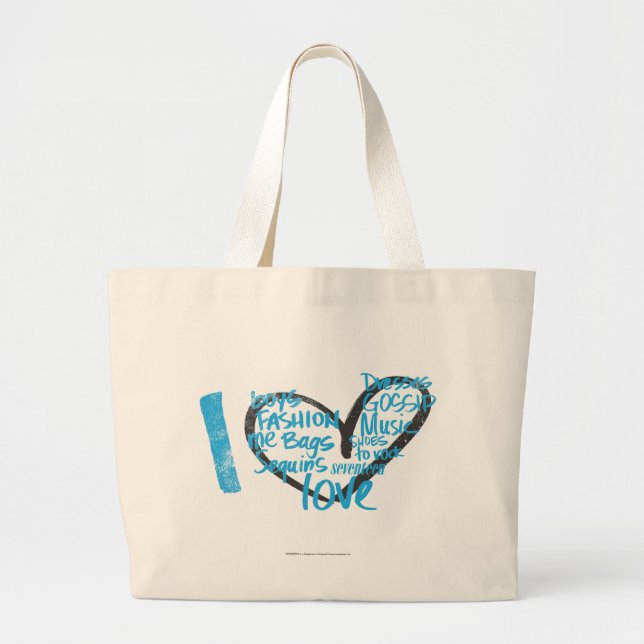 I Heart Graffiti Aqua Large Tote Bag (Front)