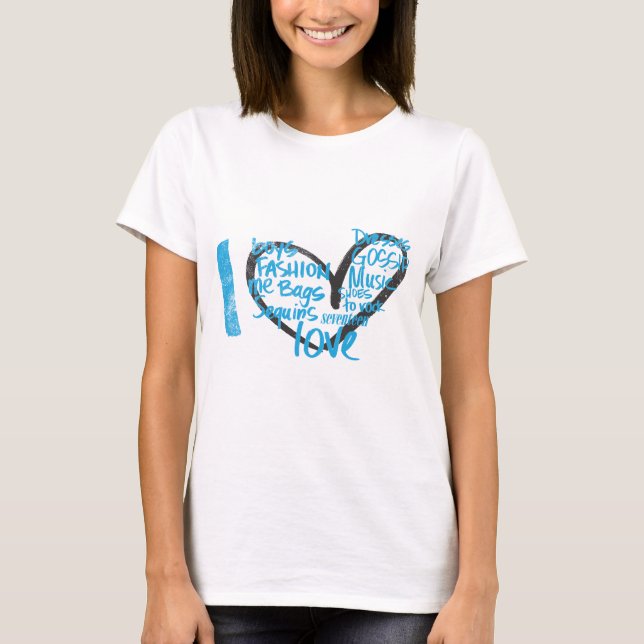 I Heart Graffiti Aqua T-Shirt (Front)