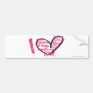 I Heart Graffiti Magenta Bumper Sticker