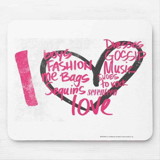 I Heart Graffiti Magenta Mouse Mat (Front)