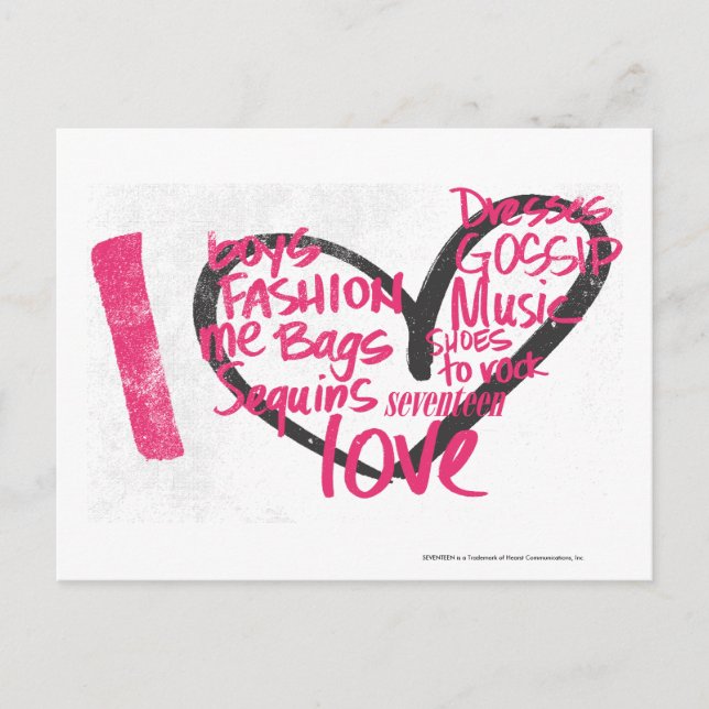 I Heart Graffiti Magenta Postcard (Front)