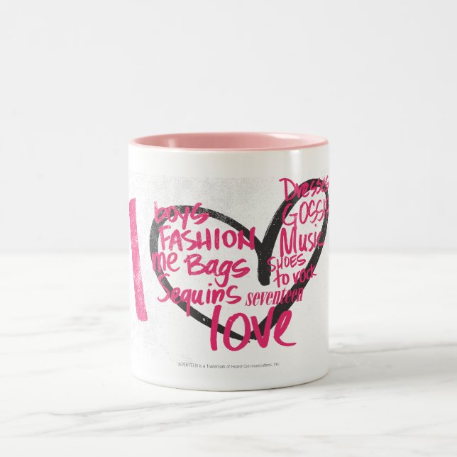 I Heart Graffiti Magenta Two-Tone Coffee Mug (Center)