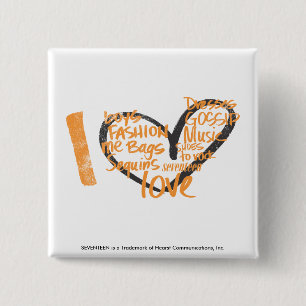 I Heart Graffiti Orange 15 Cm Square Badge