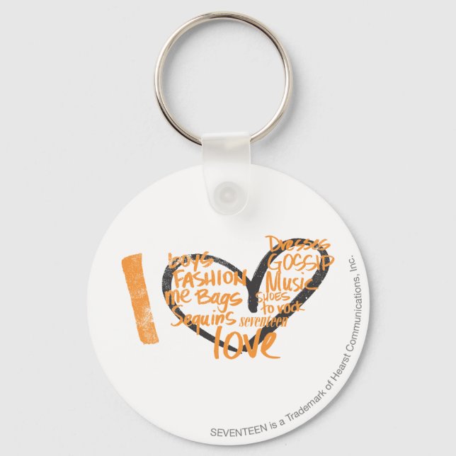 I Heart Graffiti Orange Key Ring (Front)