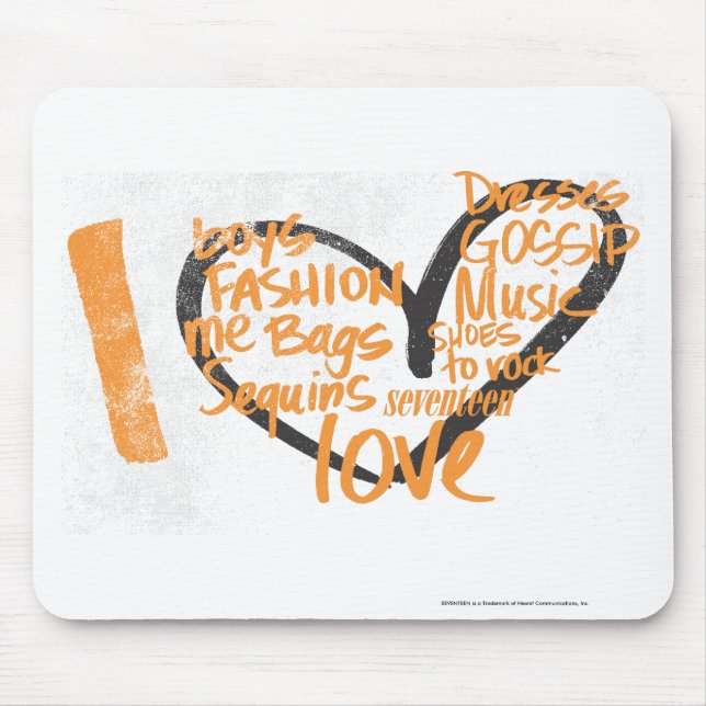 I Heart Graffiti Orange Mouse Mat (Front)