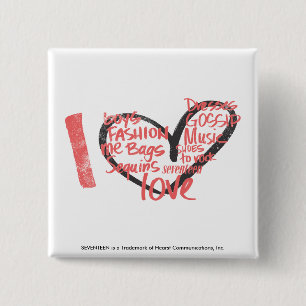 I Heart Graffiti Pink 15 Cm Square Badge