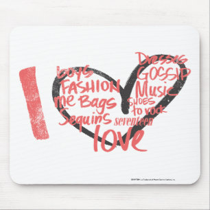 I Heart Graffiti Pink Mouse Mat
