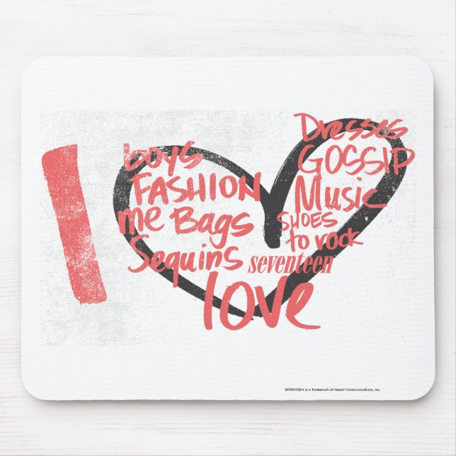 I Heart Graffiti Pink Mouse Mat (Front)