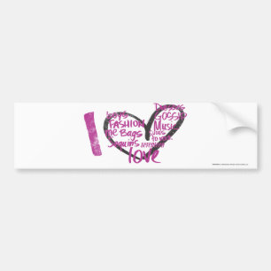 I Heart Graffiti Purple Bumper Sticker