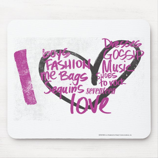 I Heart Graffiti Purple Mouse Mat (Front)