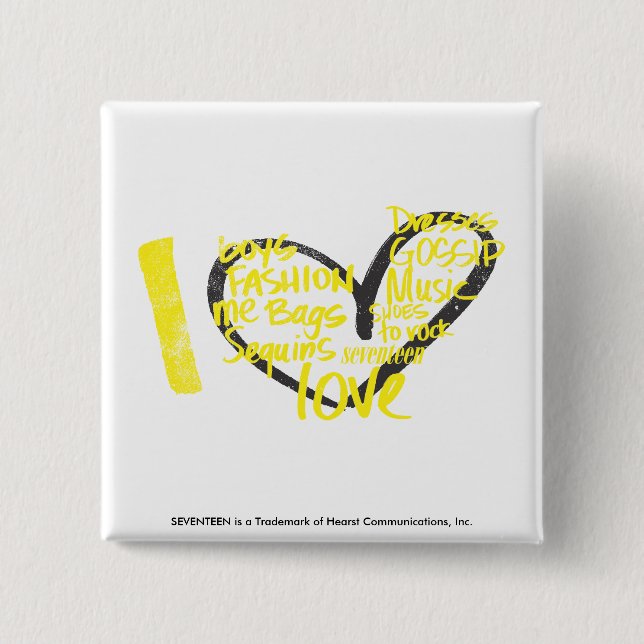 I Heart Graffiti Yellow 15 Cm Square Badge (Front)