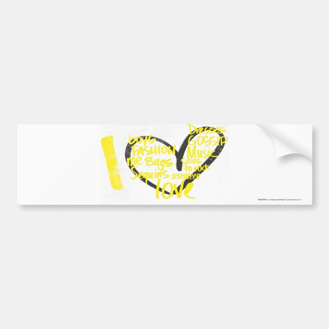 I Heart Graffiti Yellow Bumper Sticker (Front)