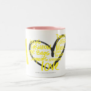 I Heart Graffiti Yellow Two-Tone Coffee Mug