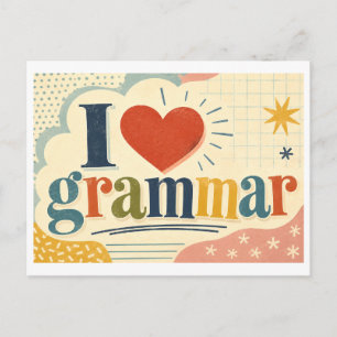 "I [Heart] Grammar" Postcard