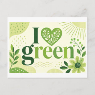 "I [Heart] Green" Postcard