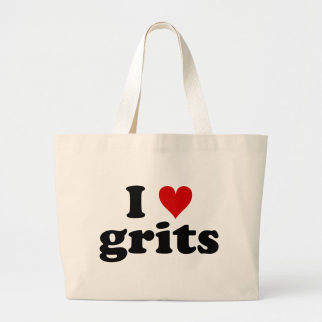 I Heart Grits Large Tote Bag (Front)
