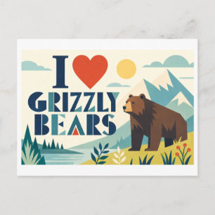 "I [Heart] Grizzly Bears" Postcard