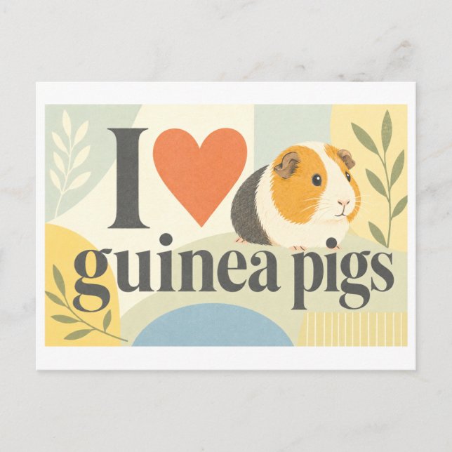 "I [Heart] Guinea Pigs" Postcard (Front)
