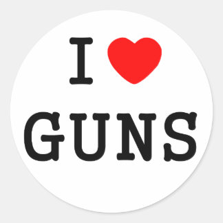 I Heart Guns Classic Round Sticker