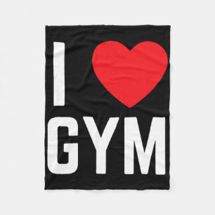 I Heart Gym I Love Gym Fitness Workout Exercise Fleece Blanket