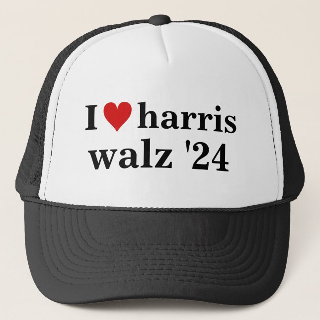 i heart harris walz 2024 election president    trucker hat (Front)