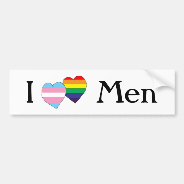 I Heart Heart Men Bumper Sticker (Front)