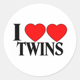 I Heart Heart Twins Classic Round Sticker