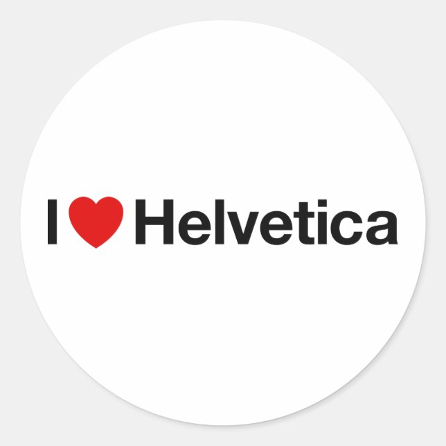 I heart Helvetica Classic Round Sticker (Front)