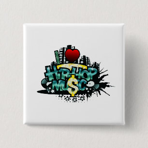 I Heart Hip Hop Music 15 Cm Square Badge