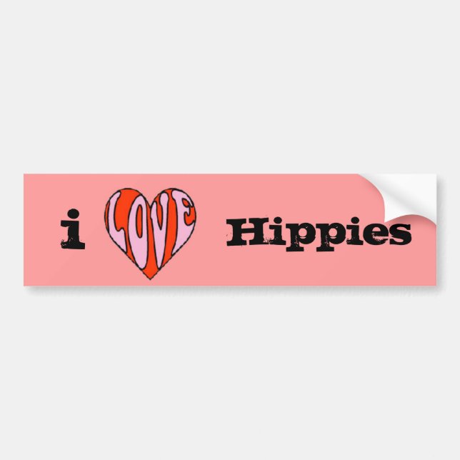 i heart hippies bumper sticker (Front)