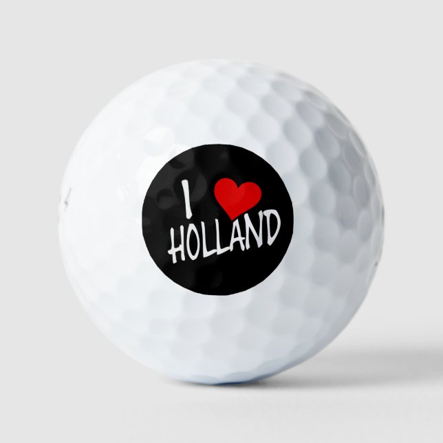 I Heart Holland wt on bk be6 gbcnt Golf Balls (Front)