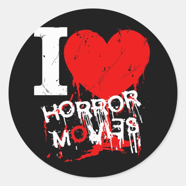 I HEART HORROR MOVIES CLASSIC ROUND STICKER (Front)