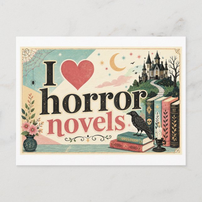 "I [Heart] Horror Novels" Postcard (Front)